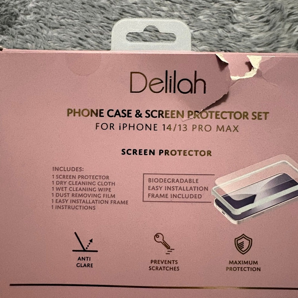 Delilah iPhone 14/13 Pro Max Phone Case & Screen Protector Set Pale Pink NEW - Picture 4 of 4